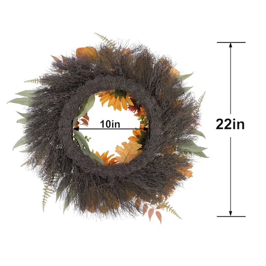22" Yellow Sunflower & Eucalyptus Mix Wreath by Ashland®